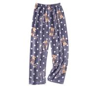 Onsoyours Damen Frauen Fleece Plüsch Dicke Schlafanzughose Kuschelige Pants Print Schlafhose Flauschige Sport Hosen Warme Weiche Home Jogginghose Yogahose Braun Einheitsgröße