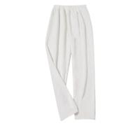 Onsoyours Damen Frauen Fleece Plüsch Dicke Schlafanzughose Kuschelige Pants Print Schlafhose Flauschige Sport Hosen Warme Weiche Home Jogginghose Yogahose Z1 Weiß Einheitsgröße