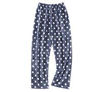 Onsoyours Damen Frauen Fleece Plüsch Dicke Schlafanzughose Kuschelige Pants Print Schlafhose Flauschige Sport Hosen Warme Weiche Home Jogginghose Yogahose Marine 01 Einheitsgröße