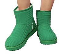 Onsoyours Damen Herbst Winter Stiefeletten Dicken Boden Schnee Stiefel Solide Farbe Futter Samt Warme Mitte Rohr Baumwolle Stiefel Weichen Boden Rutschfest Boots Schuhe B Grün 41 EU