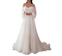 Onsoyours Damen Hochzeitskleid Einfarbig Kleider Ärmellos V-Ausschnitt Abendkleid Brautjungfernkleider Spitze Sexy Schlitz Maxikleid Freizeit Langes Kleid Weiß 06 XS