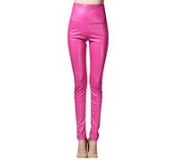 Onsoyours Damen Kunstleder Leggings Lederhose High Waist PU Leder Leggings Hose Strumpfhosen Treggins Leggins Kunstleder Leggings Thermal Fleece Kunstleder Winter Lila rot M
