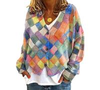 Onsoyours Damen Langarm Strick Mantel Elegant Pullover Strickjacke Winter Cardigan Knit Sweater Einfarbig Mantel Sweater Bluse Winter Cardigan Tops C03 Orange XXL