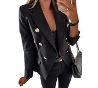 Onsoyours Damen Mantel Kariert Blazer Trenchcoat Elegant Wollmantel Langarm Revers Frauen Windjacke Herbst Winter Jacke Outwear Streifen Windbreaker Slim Fit A Schwarz XS