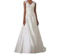 Onsoyours Damen Maxi Kleider Lang Abendkleid Festlich Cocktail Herbstkleider Elegant Hochzeitkleid Weiß 16 L