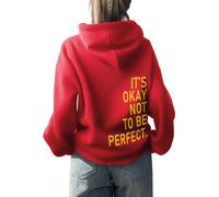 Onsoyours Damen Rückendruck Letter Print Hoodie Sweatjacke Damen Mit Kapuze Langarm Herbst Winter Sweatshirt Top Pullover Oversize Vintage Kapuzenpullover Streetwear A Rot L