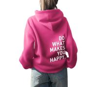 Onsoyours Damen Rückendruck Letter Print Hoodie Sweatjacke Damen Mit Kapuze Langarm Herbst Winter Sweatshirt Top Pullover Oversize Vintage Kapuzenpullover Streetwear B Lila rot 02 L