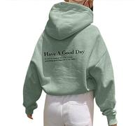 Onsoyours Damen Rückendruck Letter Print Hoodie Sweatshirt mit Kapuze Langarm 90er Y2K E-Girl Pullover Oversize Vintage Kapuzenpullover Harajuku Streetwear A Grün L