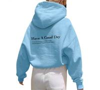 Onsoyours Damen Rückendruck Letter Print Hoodie Sweatshirt mit Kapuze Langarm 90er Y2K E-Girl Pullover Oversize Vintage Kapuzenpullover Harajuku Streetwear A Hellblau XXL