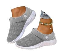 Onsoyours Damen Sommer Bequeme Sandalen Mesh Slip-on Hausschuhe Leichte Atmungsaktive Pantoletten rutschfest Gartenschuhe Sabots Mules B Grau 41 EU