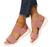 Onsoyours Damen Sommer Dicker Boden Runder Kopf Fischmaul Hohl Gestrickte Atmungsaktive Bequeme Weiche Fliegen Weben Sandalen A Rosa 42 EU