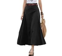 Onsoyours Damen Sommer Jeansrock Midi Long A-Linie Rock mit Hoher Taille Stretch Sommerrock Bleistiftrock Sexy Pencil Skirt mit Knöpfen Denim Midirock mit Taschen A Schwarz S