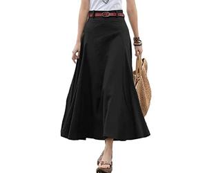 Onsoyours Damen Sommer Jeansrock Midi Long A-Linie Rock mit Hoher Taille Stretch Sommerrock Bleistiftrock Sexy Pencil Skirt mit Knöpfen Denim Midirock mit Taschen A Schwarz 3XL