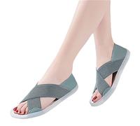 Onsoyours Damen Sommer Peep Toe Sandalen Bequem Flach Sandaletten Mit Absatz Vintage Elegant Schuhe Ultraleichte Tennisschuhe Stretch Fly Woven Strick Mesh Walkingschuhe A Blauer See 39 EU