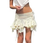 Onsoyours Damen Sommer Rock Sexy Kurz Faltenrock A-Linie High Waist Y2K Minirock B Weiß M