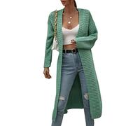 Onsoyours Damen Strickjacke Lang Elegant Casual Herbst Winter Strick Jacken Cardigan Long Mantel Langarm Gestricktes Übergangsjacke Knitted Blusen Coat Jacket A Grün M
