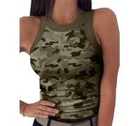 Onsoyours Damen Tank Top Tshirt Sommer Oberteile Sexy Ärmellose Blusen Casual Basic Einfarbige Blusentop Tunika Casual Shirt B Tarngrün XXL