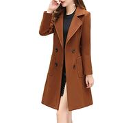Onsoyours Damen Winter Blazer Mantel Wollmantel Lang Warme üBergangsjacke Einfarbig Slim Fit Revers Blazer Jacke C Braun M
