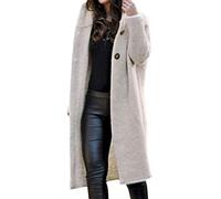 Onsoyours Damen Winter Gestrickte Strickjacke Outwear Lange Verdicken Cardigan Strickmantel mit Kapuzen Winterjacke Pullover Solid Color Offener Ausschnitt A Beige 38