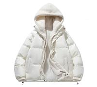 Onsoyours Damen Wintermantel Parka Mit Kapuze Einfarbig Winterjacke Damen Warm Fleece Gefütterter Doppelseitige Plüsch Winter Outdoorjacke A Weiß L