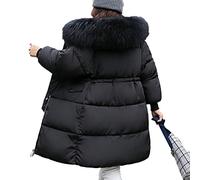 Onsoyours Daunenmantel Damen Lang mit Kapuze Winter Warm Winterjacke mit Kapuzen Kunstpelz Steppmantel Wintermantel Parka Winddicht Jacke Steppjacke Trenchcoat Übergröße A Schwarz 3XL