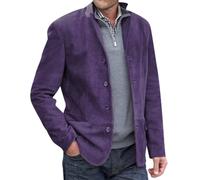Onsoyours Herren Cord Anzugjacke Retro Sakko Freizeit Blazer Regular Fit Wolle Tweed British Blazer Modern Winterjacken Anzugjacke für Männer B Violett S