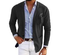 Onsoyours Herren Elegante Sakko Sommer Leicht Blazer Freizeit Anzugjacke Eine Knopf Blazer Slim Fit Herrensakko Sakko Sportlich Alltagsanzüge Party Sportmantel A Schwarz L