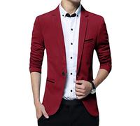 Onsoyours Herren Sakko Sweatjacke Slim Fit Männer Blazer Modern Freizeit Leichte Jackett Sportlich Business Anzugjacke A Weinrot M