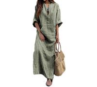 Onsoyours Lange Kleider Damen Kleid Langarm Kaftan Boho Maxikleider Große Größen Mittelalter Maxikleid A Grün 3XL