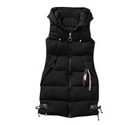 Onsoyours Lange Steppweste Damen Daunenweste Winter Daunenweste Elegante Weste Winddichte Weste Wintermantel Ärmellose Stehkragen Wattierte Daunenweste Winter Jacke mit Reißverschluss A Schwarz L