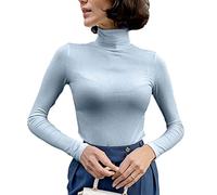 Onsoyours Rollkragenpullover Damen Basic Pullover Winter Dünn Strickpullover In Weich Feinstrick Langarmshirt Stehkragen Strickpulli Langarm Rolli Sweater Pulli A Himmelblau Einheitsgröße