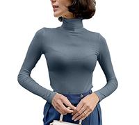 Onsoyours Rollkragenpullover Damen Basic Pullover Winter Dünn Strickpullover In Weich Feinstrick Langarmshirt Stehkragen Strickpulli Langarm Rolli Sweater Pulli A Wasser Blau Einheitsgröße