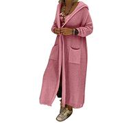 Onsoyours Rosa Zopfmuster Kapuzen Langarm Oversize Grobe Cardigan Strickjacke Lang Sweater Damen Mode M