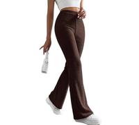 Onsoyours Sporthose Damen Lang Slim Fit Ribbed Flared Pants Gerippte Leggings Herbst Winter A Kaffee S