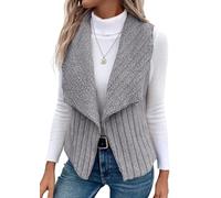 Onsoyours Teddy Weste Damen Ärmellose Fleeceweste Leicht Casual Fellweste Herbst Winter Warm Weste V-Ausschnitt Lammwolle Samt Weste Lose Kurze Jacke A Grau XL