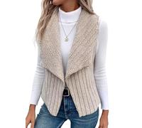 Onsoyours Teddy Weste Damen Ärmellose Fleeceweste Leicht Casual Fellweste Herbst Winter Warm Weste V-Ausschnitt Lammwolle Samt Weste Lose Kurze Jacke A Khaki M