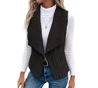 Onsoyours Teddy Weste Damen Ärmellose Fleeceweste Leicht Casual Fellweste Herbst Winter Warm Weste V-Ausschnitt Lammwolle Samt Weste Lose Kurze Jacke A Schwarz M