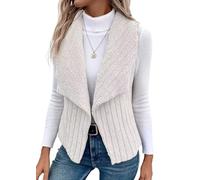 Onsoyours Teddy Weste Damen Ärmellose Fleeceweste Leicht Casual Fellweste Herbst Winter Warm Weste V-Ausschnitt Lammwolle Samt Weste Lose Kurze Jacke A Weiß XL