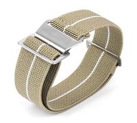 Onthelevel French Troops Fallschirmtasche für Nylon-Armband, 18 mm, 20 mm, 22 mm Uhrenarmband (18 mm, Khaki-Weiß-Silberschnalle)