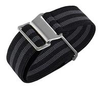 Onthelevel French Troops Fallschirmtasche für Nylon-Armband, 18 mm, 20 mm, 22 mm, Uhrenarmband (20 mm, bk grau und silberne Schnalle)