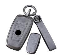 ontto Autoschlüssel Hülle Cover Passt für BMW X1 X3 X5 X6 X7 1er 3er 5er 6er 7er G20 G30 G11 F15 F16 G01 G02 F48 Fernbedienung Metall Leder Schlüsselhülle Etui Schlüsselanhänger 4 Taste Grau A Diamond