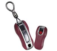 ontto Autoschlüssel Hülle Cover Passt für Porsche 971 9YA 991 GT3 Macan Boxster Carrera Taycan Panamera 2019-2024 PC Leder Schutzhülle Schlüsselhülle Schlüsselanhänger Schutz Etui 3/4 Tasten-A Rot