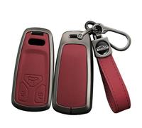 ontto Autoschlüssel Hülle Etui Passt für Audi Q3 A4 B9 A5 SQ5 Sportback Q5 Q7 SQ7 8W S4 S5 TT TTS 8S RS TFSI Zinklegierung Leder Schutzhülle Schlüsselcover Schlüsselanhänger 3 Tasten Zubehör-A Rot