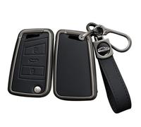 ontto Autoschlüssel Hülle Etui Passt für VW Golf 7 MK7 Tiguan Seat Ateca Leon FR Ibiza fürSkoda Octavia Kodiaq Zinklegierung Leder Schutzhülle Schlüsselcover Schlüsselanhänger Zubehör-