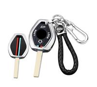 ontto Autoschlüssel Hülle Passt für BMW 7er X3 X5 E53 Z3 Z4 3er 5er E38 E39 E46 E83 E60 E61 E64 E84 M5 325i Metal Schutzhülle Schlüsselcover Zubehör Originalschlüssel Schlüsseletui 4 Tasten-A Silber