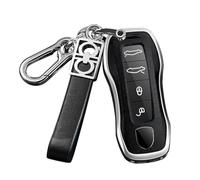 ontto Autoschlüssel Hülle Passt für Porsche Macan Cayman Panamera 718 911 987 981 971 Taycan Cayenne Schlüssel Schlüsseletui Schutzhülle Fernbedienung Cover Zubehör 3/4 Tasten-Silber Schwarz