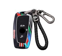 ontto Autoschlüssel Hülle Schlüsselhülle Schlüsseletui mit Schlüsselanhänger Passt für BMW X1 X2 X3 X4 X6 X6 X7 1er 2er 3er 4er 5er 6er 7er 8er M3 M4 M5 M6 Z4 Bunt Metallgehäuse 3 Tasten-B Schwarz