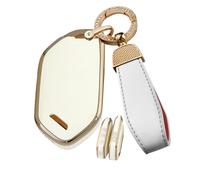 ontto Golden Edge TPU Autoschlüssel Hülle Schlüsselhülle Schlüsselgehäuse Passt für Kia Sportage 2026 EV2 EV3 EV4 EV5 EV6 EV9 Sorento Picanto K4 K5 K8 2024 2025 Schlüsselanhänger 6 Tasten-Beige