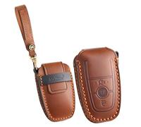 ontto Leder Autoschlüssel Hülle Schlüsselhülle Schlüsseltasche Schutzhülle Schlüsselanhänger Passt für Ford Mondeo Galaxy Explorer Ranger Edge S-Max Galaxy Mustang Raptor KA Figo Zubehör-A Braun