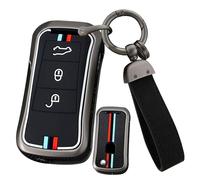 ontto Metal Autoschlüssel Hülle Schlüsselhülle Schlüsselcover Schlüsselgehäuse Schutzhülle 2 Tasten Passt für Porsche Cayenne GTS Panamera Carrera GT3 2002-2010 Schlüsselanhänger-3 Tasten Schwarz
